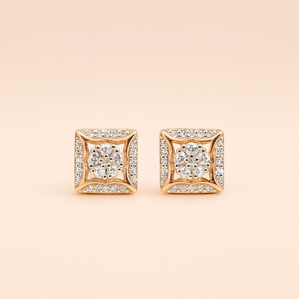 Elegant Square  Silver Stud Earrings