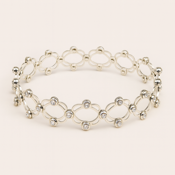 Elegant Silver Floral CZ Bracelet