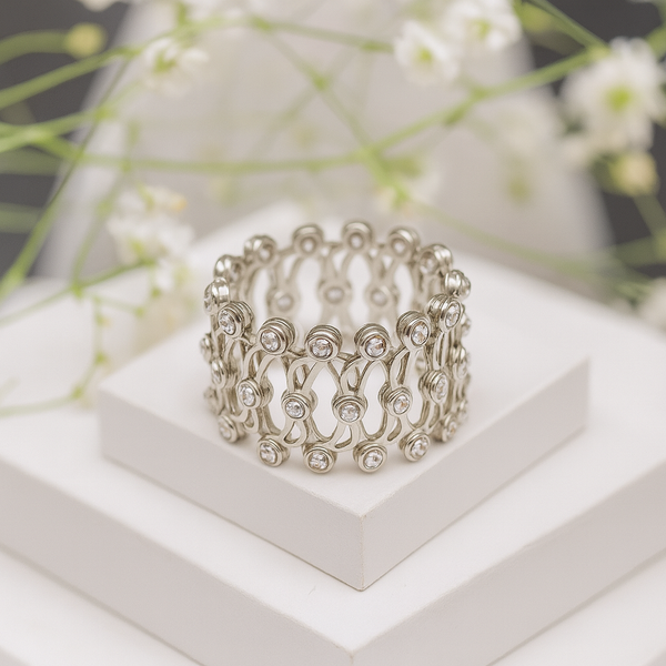 Elegant Silver Floral CZ Bracelet