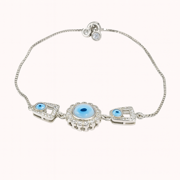Silver Evil Eye Protection Bracelet