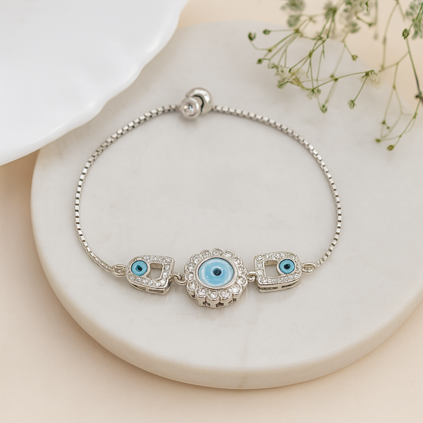 Silver Evil Eye Protection Bracelet