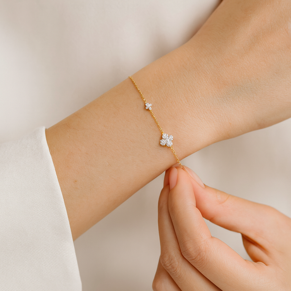 Rose Gold  Flower Charm Bracelet