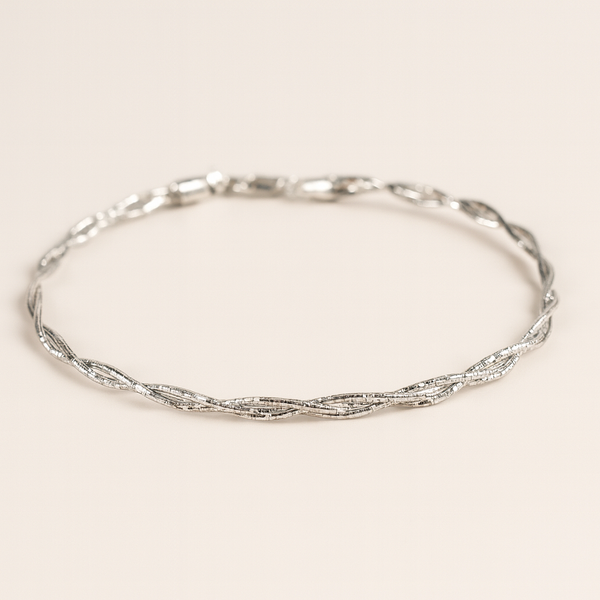 Dual-Tone Twisted Silver Bracelet