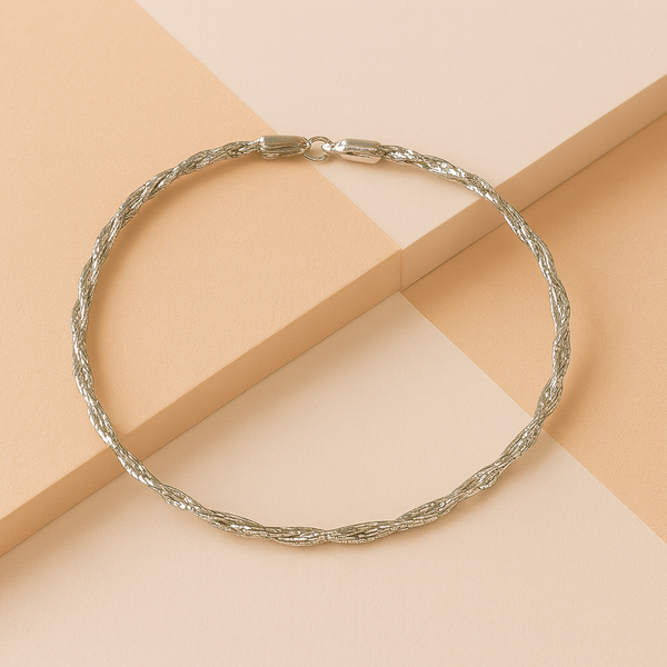 Dual-Tone Twisted Silver Bracelet