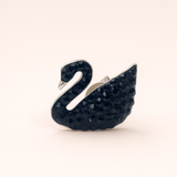Silver Black Swan Stud Earrings