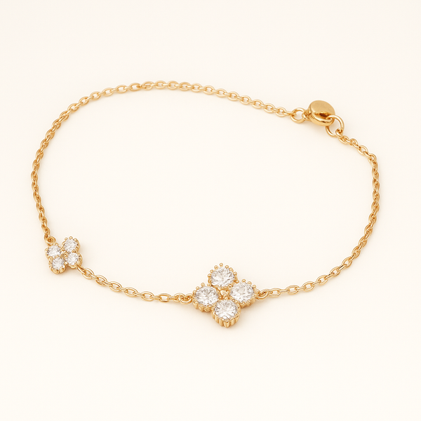 Rose Gold  Flower Charm Bracelet