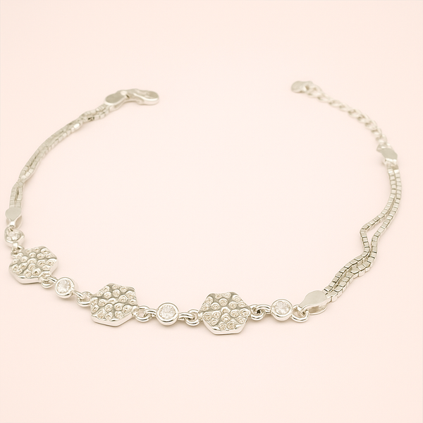 Hexagon  Charm  Silver Bracelet