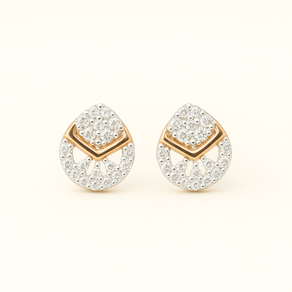 Sparkle Teardrop Silver Stud Earrings